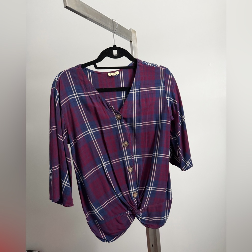 Lily White Button-Down in Purple Plaid